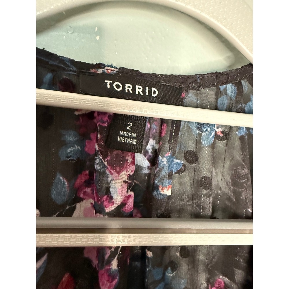 Torrid Lurex Chiffon Maxi Kimono open front floral romantic whimsical - Picture 3 of 11